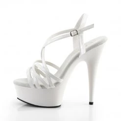 PLEASER DELIGHT-613 WHITE STRAPPY 6 INCH HIGH HEEL PLATFORM SHOES SIZE 8
