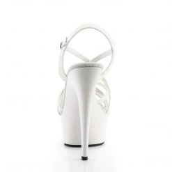 PLEASER DELIGHT-613 WHITE STRAPPY 6 INCH HIGH HEEL PLATFORM SHOES SIZE 8