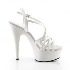 PLEASER DELIGHT-613 WHITE STRAPPY 6 INCH HIGH HEEL PLATFORM SHOES SIZE 8