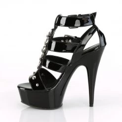 PLEASER DELIGHT-658 BLACK SHINY 6 INCH HIGH HEEL PLATFORM SHOES