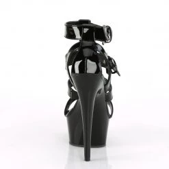 PLEASER DELIGHT-658 BLACK SHINY 6 INCH HIGH HEEL PLATFORM SHOES