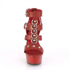 PLEASER DELIGHT-658 RED STRAPPY 6 INCH HIGH HEEL PLATFORM SHOES SIZE 8