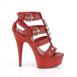 PLEASER DELIGHT-658 RED STRAPPY 6 INCH HIGH HEEL PLATFORM SHOES SIZE 8