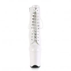 PLEASER FLAMINGO 1020 White 8 Inch High Heel Ankle Boots
