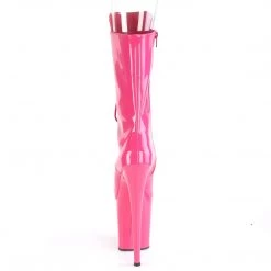 PLEASER FLAMINGO-1051 HOT PINK MID CALF 8 INCH HIGH HEEL ANKLE BOOTS