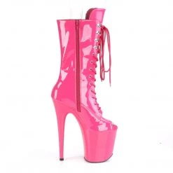 PLEASER FLAMINGO-1051 HOT PINK MID CALF 8 INCH HIGH HEEL ANKLE BOOTS