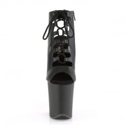 PLEASER FLAMINGO-800-20 BLACK MATTE 8 INCH HIGH HEEL PLATFORM SHOES SIZE 7