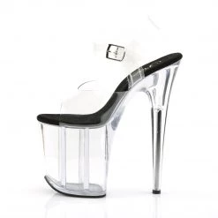 PLEASER FLAMINGO-808 CLEAR BLACK SOLE 8 INCH HIGH HEEL PLATFORM SHOES