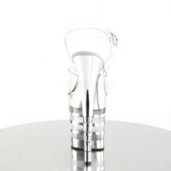 PLEASER FLAMINGO-808CHLN SILVER CHROME 8 INCH HIGH HEEL PLATFORM SHOES SIZE 8