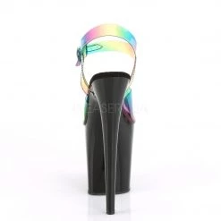 PLEASER FLAMINGO-808RB RAINBOW CLEAR HOLOGRAM 8 INCH HIGH HEEL PLATFORM SHOES SIZE 7