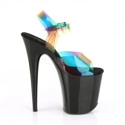 PLEASER FLAMINGO-808RB RAINBOW CLEAR HOLOGRAM 8 INCH HIGH HEEL PLATFORM SHOES SIZE 7