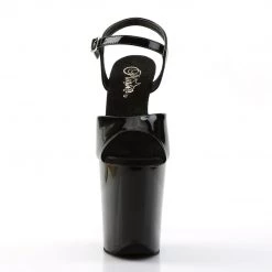 PLEASER FLAMINGO-809 BLACK SHINY 8 INCH HIGH HEEL PLATFORM SHOES