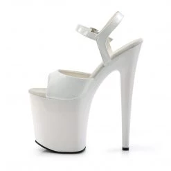 PLEASER FLAMINGO-809 WHITE 8 INCH HIGH HEEL PLATFORM SHOES