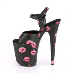 PLEASER FLAMINGO-809KISSES BLACK MATTE 8 INCH HIGH HEEL PLATFORM SHOES SIZE 8