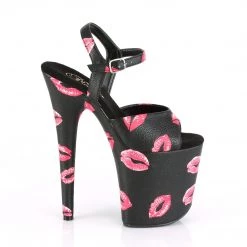 PLEASER FLAMINGO-809KISSES BLACK MATTE 8 INCH HIGH HEEL PLATFORM SHOES SIZE 8