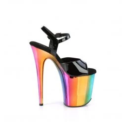 PLEASER FLAMINGO-809RC RAINBOW CHROME 8 INCH HIGH HEEL PLATFORM SHOES SIZE 8