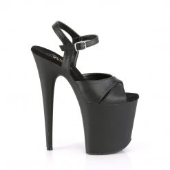 PLEASER FLAMINGO-816 BLACK FAUX LEATHER 8 INCH HIGH HEEL PLATFORM SHOES SIZE 7