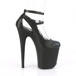 PLEASER FLAMINGO-850 BLACK MATTE 8 INCH HIGH HEEL MARY JANE HIGH HEEL PLATFORM SHOES SIZE 7