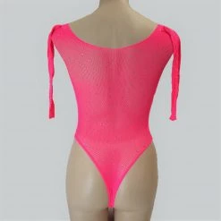Shoes Of Hollywood MESH LINGERIE ONE PIECE BODYSUIT IN HOT PINK RED AND BLACK