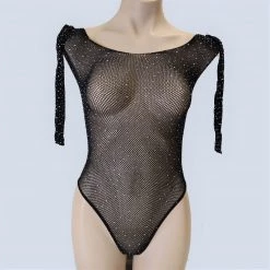 Shoes Of Hollywood MESH LINGERIE ONE PIECE BODYSUIT IN HOT PINK RED AND BLACK