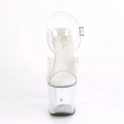 PLEASER IRONGRIP-708 CLEAR BRASS KNUCKLE 7 INCH HIGH HEEL PLATFORM SHOES SIZE 7