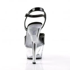 PLEASER KISS-209BLACK CLEAR 6 INCH HIGH HEEL PLATFORM SHOES SIZE 8
