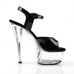 PLEASER KISS-209BLACK CLEAR 6 INCH HIGH HEEL PLATFORM SHOES SIZE 8