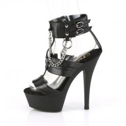 PLEASER KISS-261 BLACK MATTE CHAIN DETAIL 6 INCH HIGH HEEL PLATFORM SHOES SIZE 7
