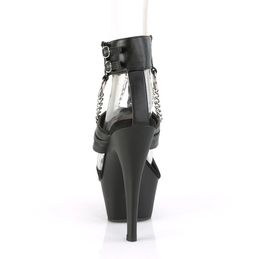 PLEASER KISS-261 BLACK MATTE CHAIN DETAIL 6 INCH HIGH HEEL PLATFORM SHOES SIZE 7