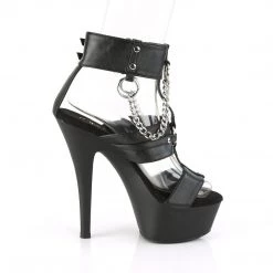 PLEASER KISS-261 BLACK MATTE CHAIN DETAIL 6 INCH HIGH HEEL PLATFORM SHOES SIZE 7