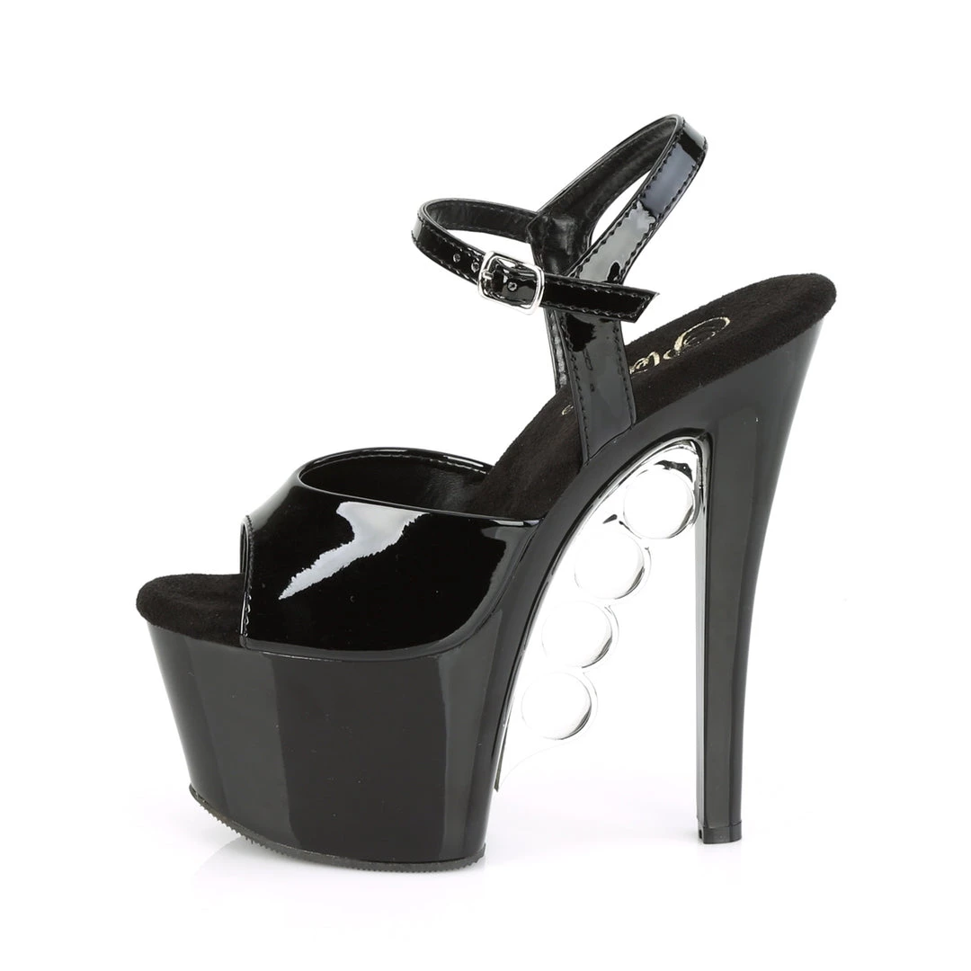 PLEASER KNUCKS-709 BLACK SHINY 7 INCH HIGH HEEL PLATFORM SHOES SIZE 7