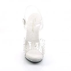 FABULICOUS FABULICIOUS LIP-108RS CLEAR RHINESTONE BODY FITNESS 5 INCH HIGH HEEL SHOES SIZE 7