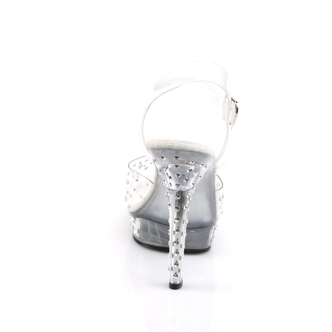 FABULICOUS FABULICIOUS LIP-108RS CLEAR RHINESTONE BODY FITNESS 5 INCH HIGH HEEL SHOES SIZE 7
