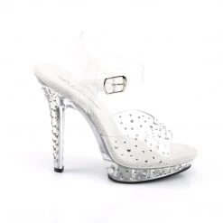FABULICOUS FABULICIOUS LIP-108RS CLEAR RHINESTONE BODY FITNESS 5 INCH HIGH HEEL SHOES SIZE 7