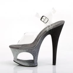 PLEASER MOON-708OMBRE SILVER BLACK GLITTER 7 INCH HIGH HEEL PLATFORM SHOES SIZE 6