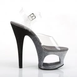 PLEASER MOON-708OMBRE SILVER BLACK GLITTER 7 INCH HIGH HEEL PLATFORM SHOES SIZE 6