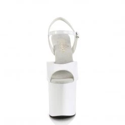 PLEASER NAUGHTY-809 WHITE 8 INCH HIGH HEEL PLATFORM SHOES SIZE 8