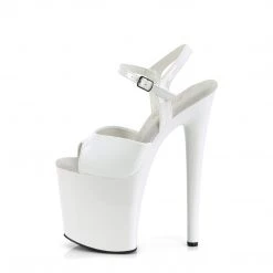 PLEASER NAUGHTY-809 WHITE 8 INCH HIGH HEEL PLATFORM SHOES SIZE 8