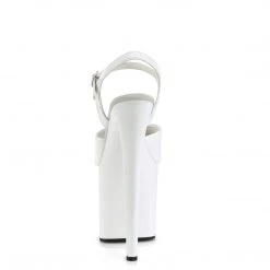 PLEASER NAUGHTY-809 WHITE 8 INCH HIGH HEEL PLATFORM SHOES SIZE 8