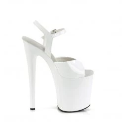 PLEASER NAUGHTY-809 WHITE 8 INCH HIGH HEEL PLATFORM SHOES SIZE 8
