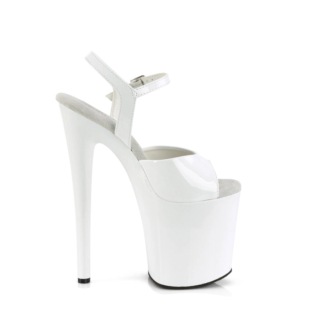 PLEASER NAUGHTY-809 WHITE 8 INCH HIGH HEEL PLATFORM SHOES SIZE 8