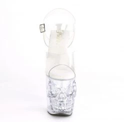 PLEASER RAPTURE-808 CLEAR SKULL BONES 8 INCH FINGER BONE HIGH HEEL PLATFORM SHOES