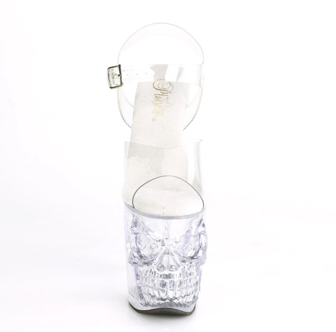 PLEASER RAPTURE-808 CLEAR SKULL BONES 8 INCH FINGER BONE HIGH HEEL PLATFORM SHOES