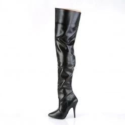 PLEASER SEDUCE-3000 BLACK MATTE SINGLE SOLE 5 INCH THIGH HIGH BOOTS SIZE 8
