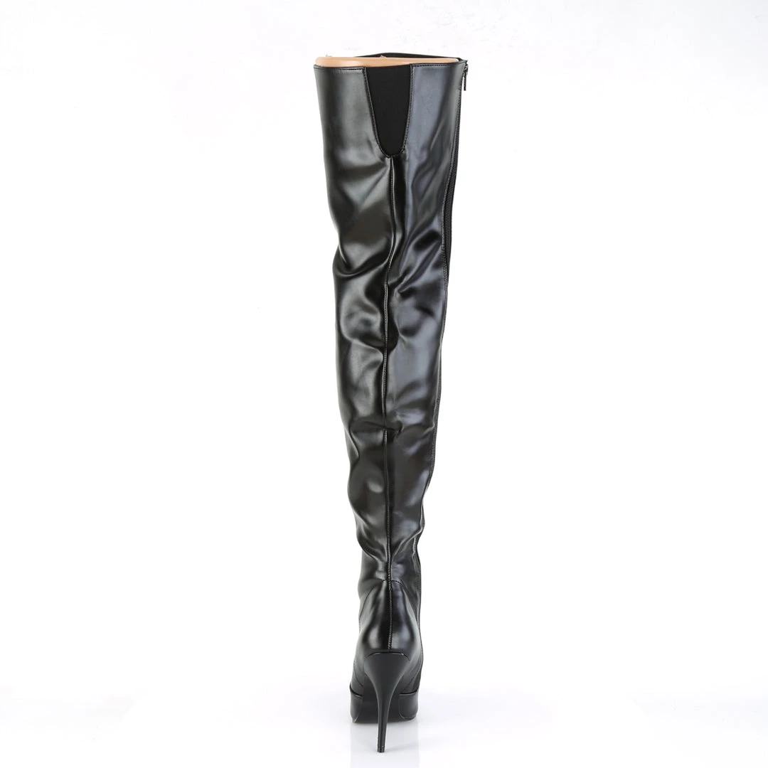 PLEASER SEDUCE-3000 BLACK MATTE SINGLE SOLE 5 INCH THIGH HIGH BOOTS SIZE 8