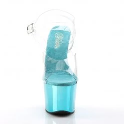 PLEASER SKY-308 TURQUOISE CHROME 7 INCH HIGH HEEL PLATFORM SHOES SIZE 8