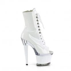 PLEASER SPECTATOR-1021 WHITE 7 INCH OPEN TOE ANKLE BOOTS
