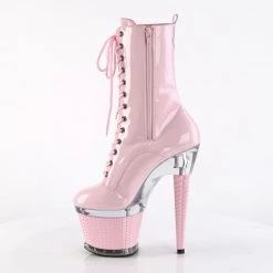 PLEASER SPECTATOR-1040 BABY PINK 7 INCH HIGH HEEL ANKLE BOOTS
