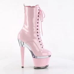 PLEASER SPECTATOR-1040 BABY PINK 7 INCH HIGH HEEL ANKLE BOOTS