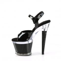 PLEASER SPECTATOR-709 BLACK SHINY 7 INCH HIGH HEEL PLATFORM SHOES SIZE 8